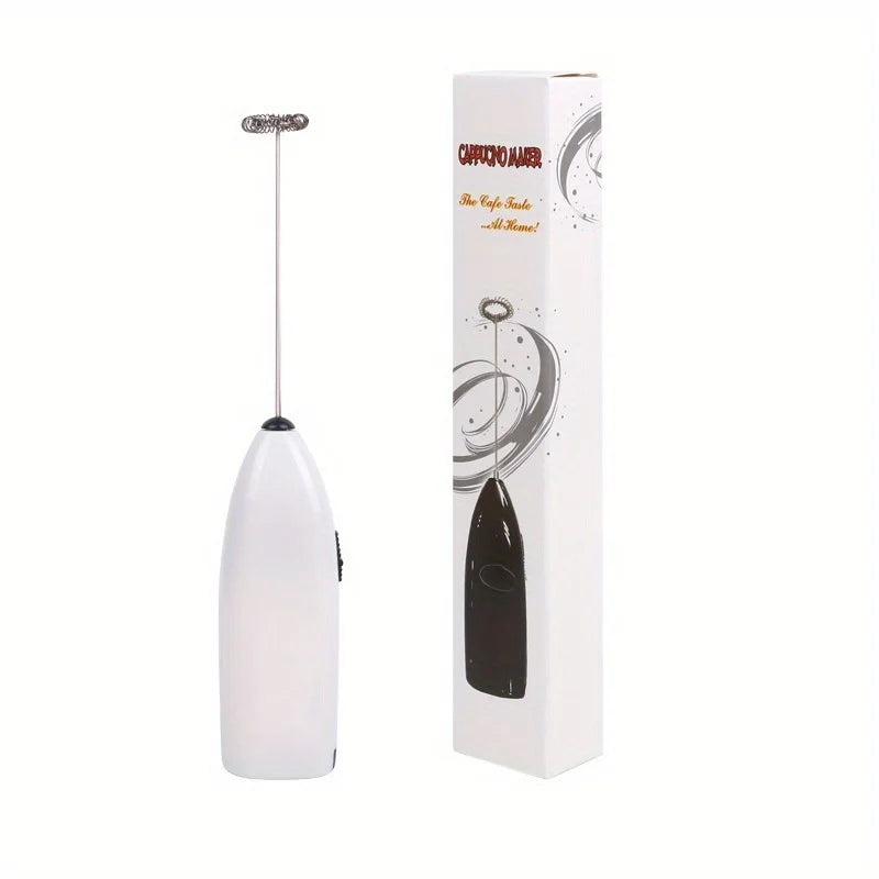 Handheld Electric Egg Beater Mini Battery Powered Milk Frother Coffee Drink Mixer Milk Foamer Kitchen Tools Zpaxo white