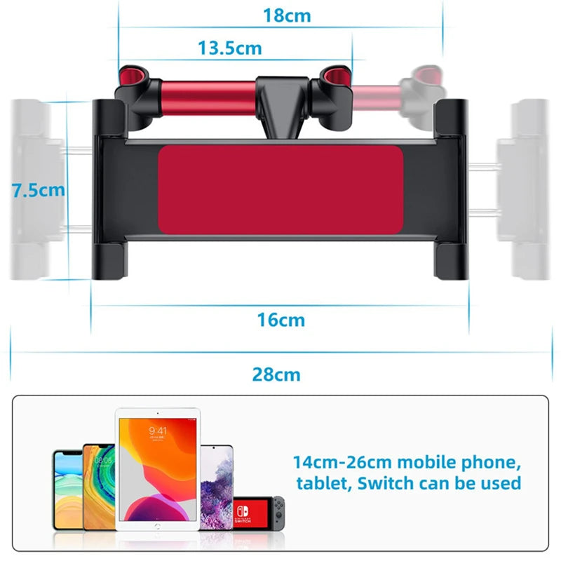 Telescopic Car Tablet Holder Back Seat Headrest Mount 360 Rotation