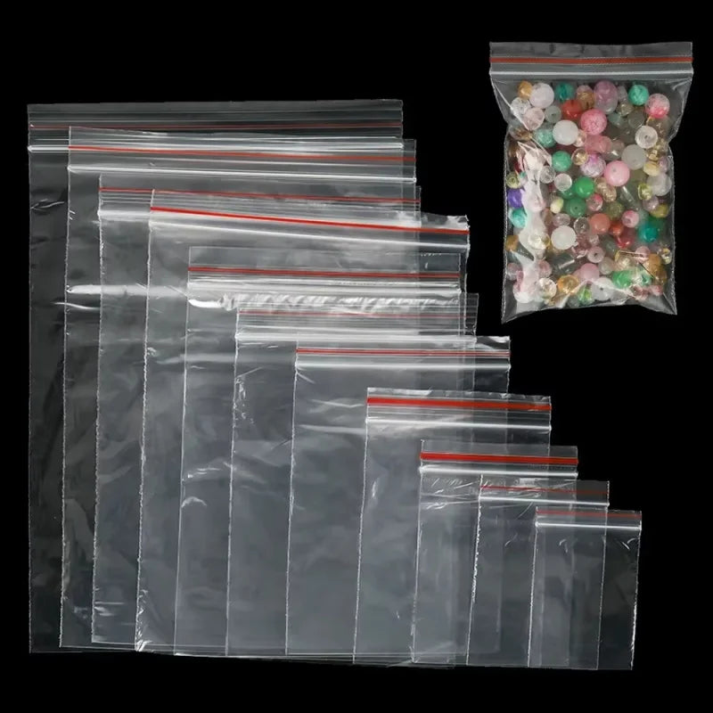 Zip Lock Clear Plastic Bags 100/200/300pcs | Reclosable PE Bags