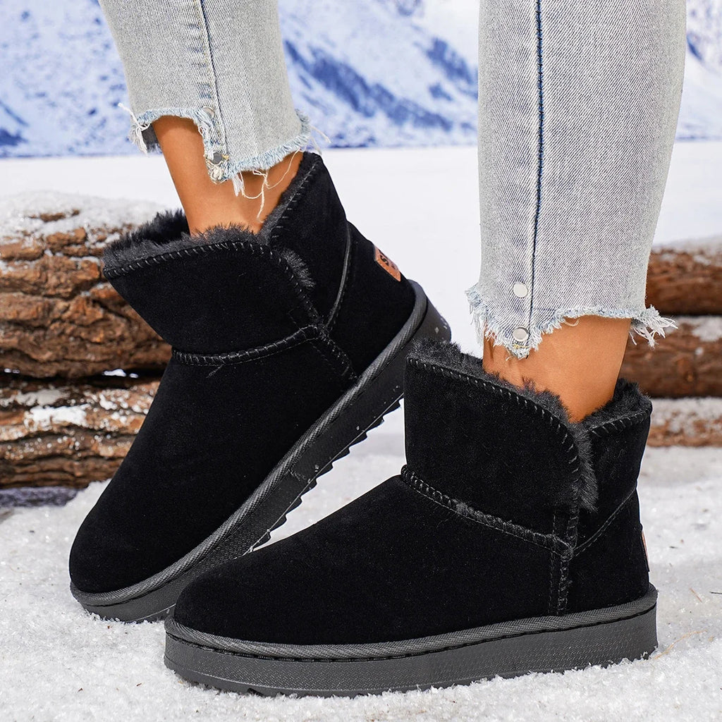 2025 New Women Ankle Boots Leather Fluff Lined Short Tube Boots Versatile Warm Cotton Winter Shoes Thick Bottom Snow Boots Women Zpaxo