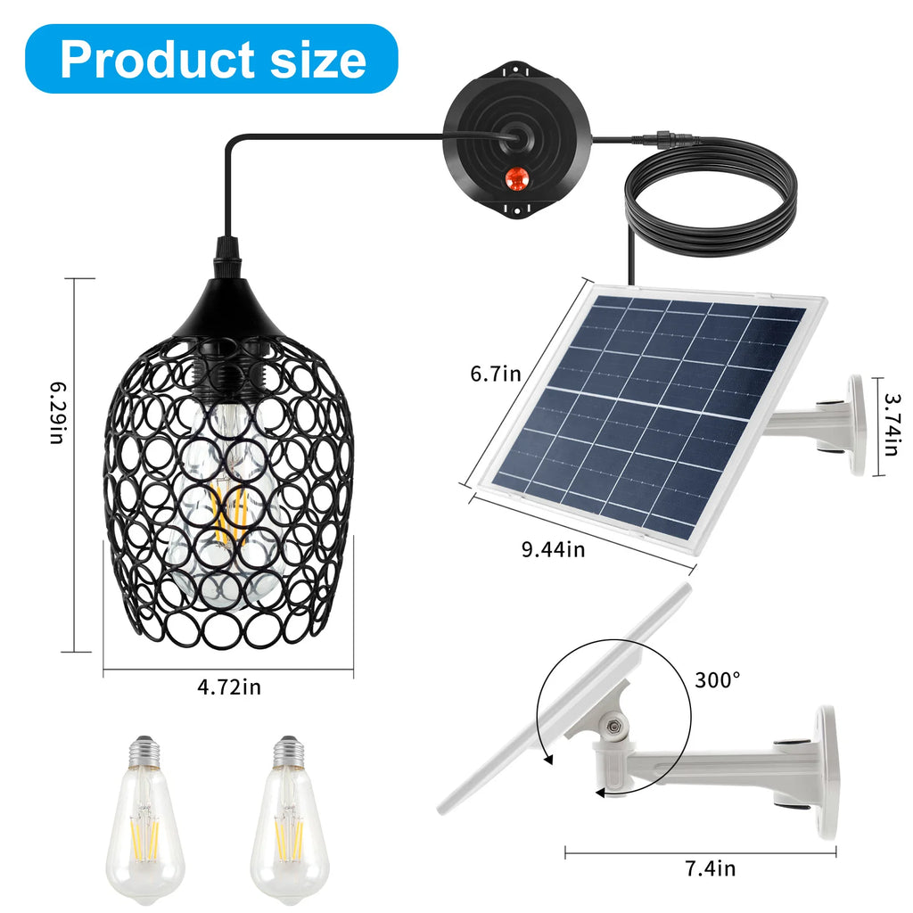Solar Pendant Lights Outdoor Indoor Solar Shed Light Splitlight Remote Timing Dimmable Solar Lamp for Garage Garden Sunlight Zpaxo