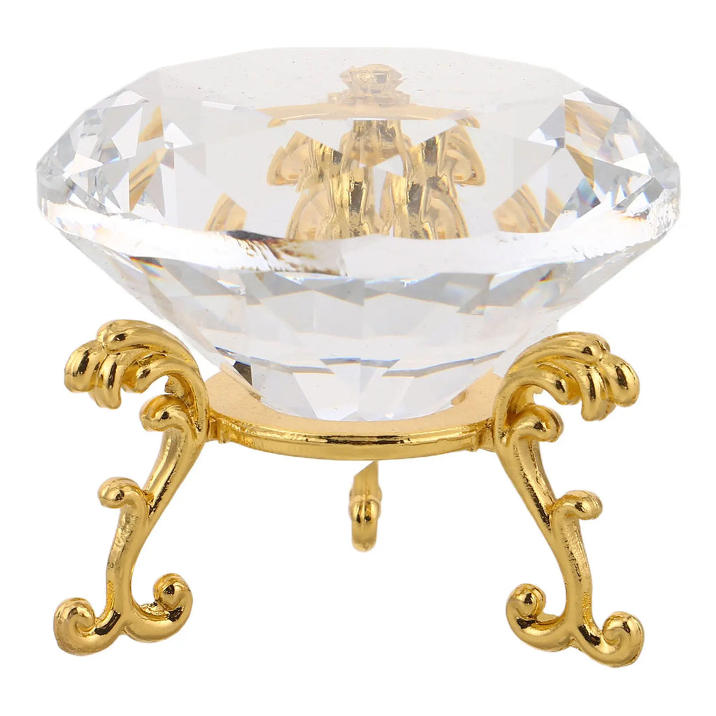 Crystal Diamond Decorative Triangle Base Stand Clear Paperweight