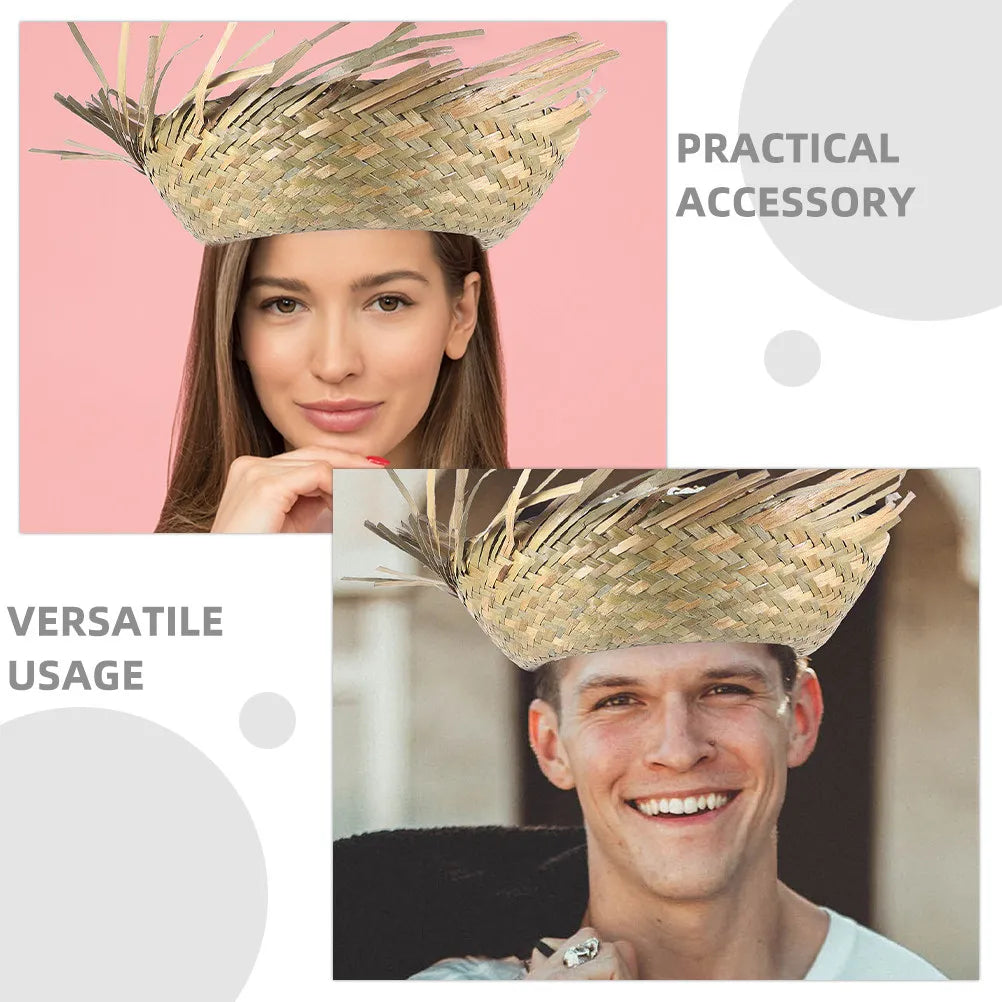 Hawaiian Straw Sun Hats Lightweight Beach Party Hat Outdoor Travel