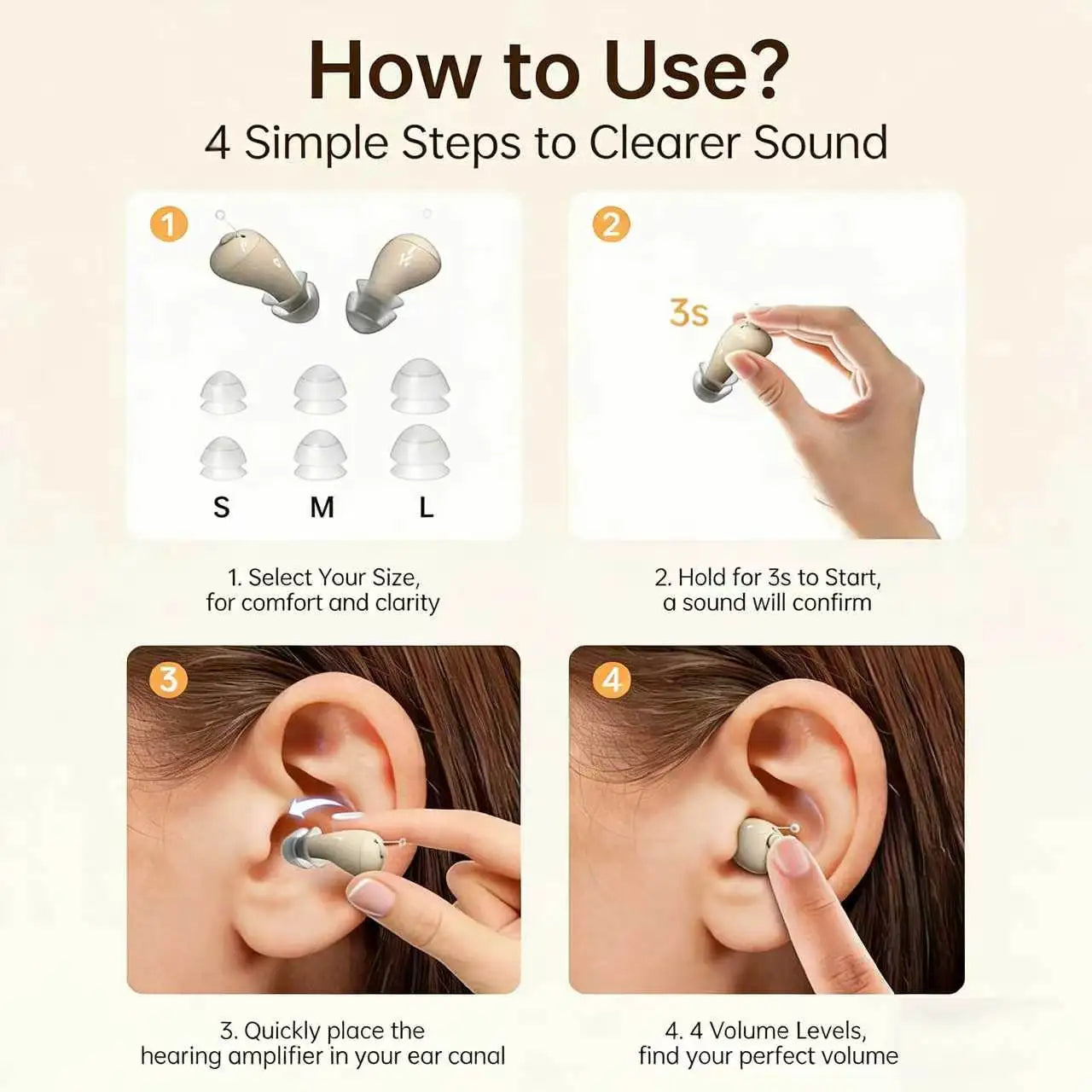 Hearing Earbuds Amplifiers Noise Reduction Rechargeable Digital Sound