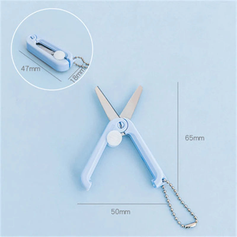 Morandi Portable Mini Scissors Creative Extendable and Foldable Mini Scissors Multi-functional Safe and Cute Little Scissors Zpaxo Blue