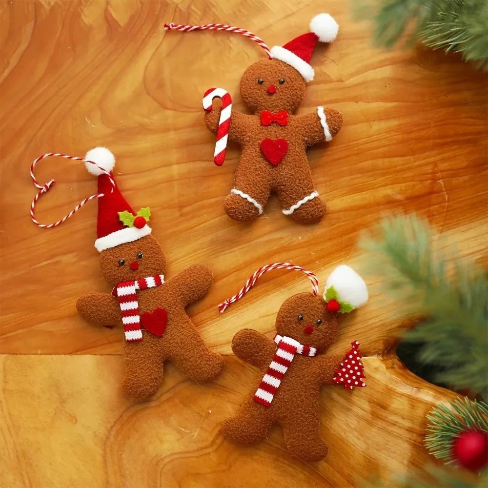 3-Pack Gingerbread Man Christmas Tree Ornaments | Xmas Pendants Christmas Ornament Set Zpaxo