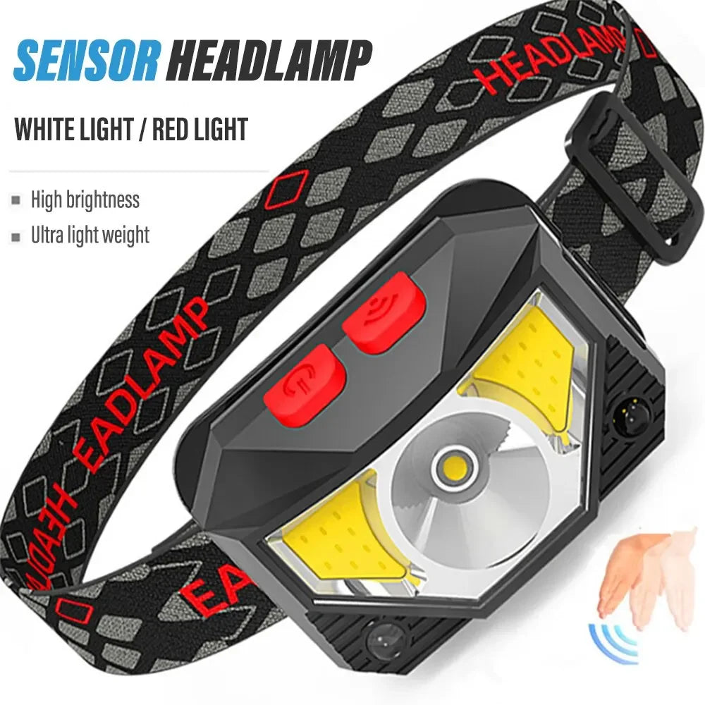 Rechargeable COB LED Headlamp – 8 Modes, Sensor & Waterproof Rechargeable Headlamp Zpaxo