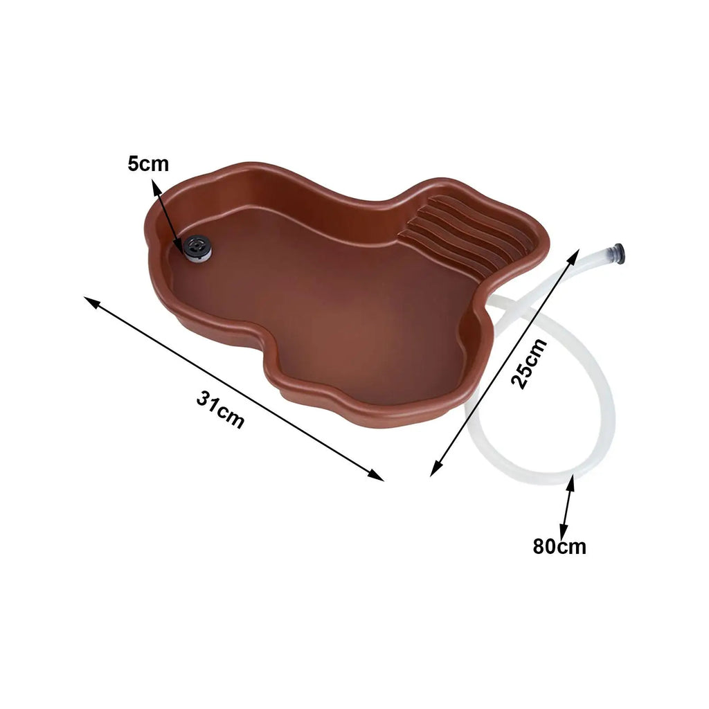 Reptile Bathing Pool & Turtle Feeding Dish with Ramp & Drain Reptile Bathing Bowl Zpaxo