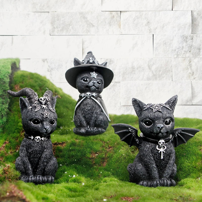 Demon Black Cat Decoration Ornament Halloween Small Magic Sculpture