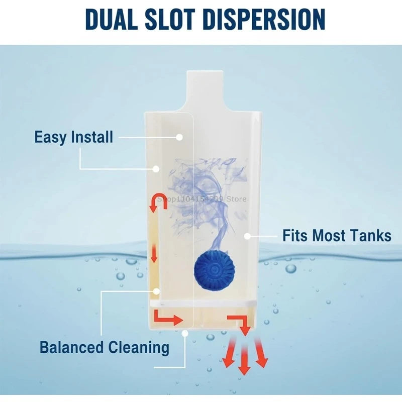 Toilet Bowl Cleaner Buffer Box,Toilet Solid Dispenser-Tank Replacement Part,Hanging Slow-Release Dispenser,Extends Cleaning Time Zpaxo
