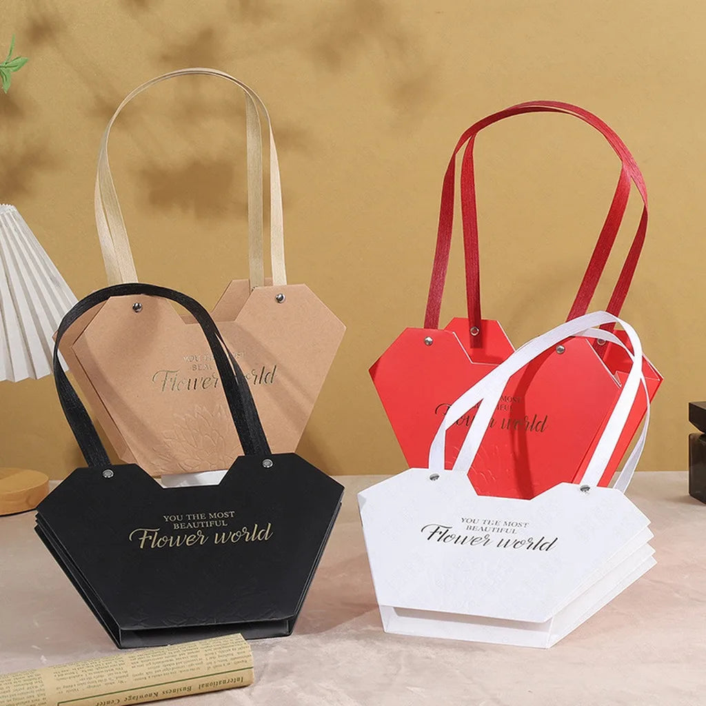Heart-Shaped Paper Flower Gift Box with Handle | DIY Floral Floral Gift Box Zpaxo