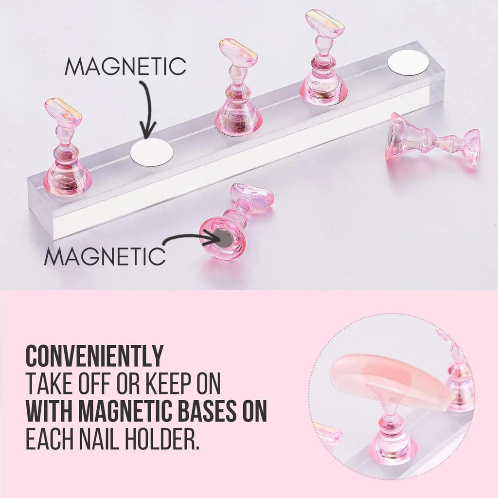 Magnetic Press-On Nail Stand Set – Display & Art Holder Nail Art Display Stand Zpaxo