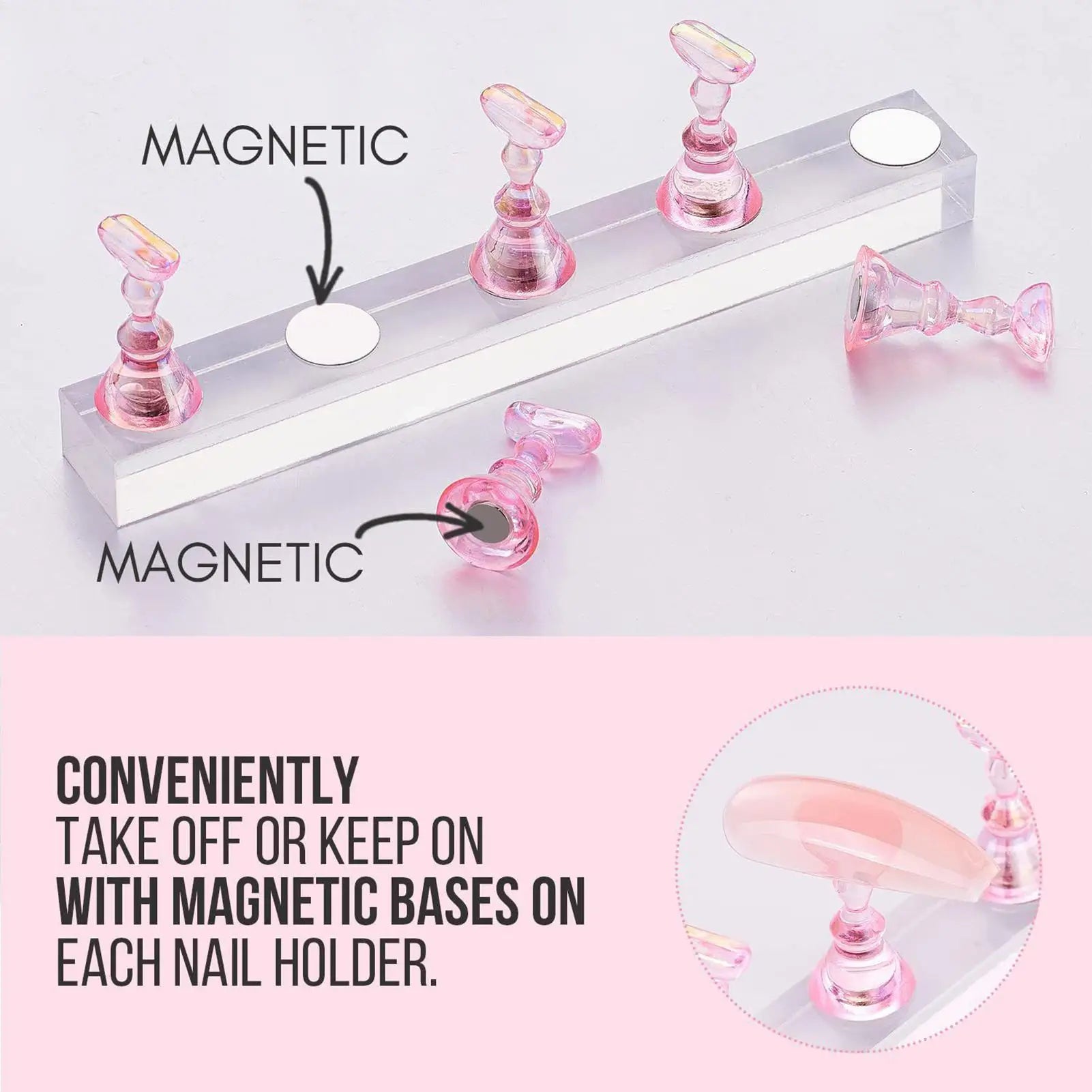 Magnetic Press-On Nail Stand Set – Display & Art Holder Nail Art Display Stand Zpaxo