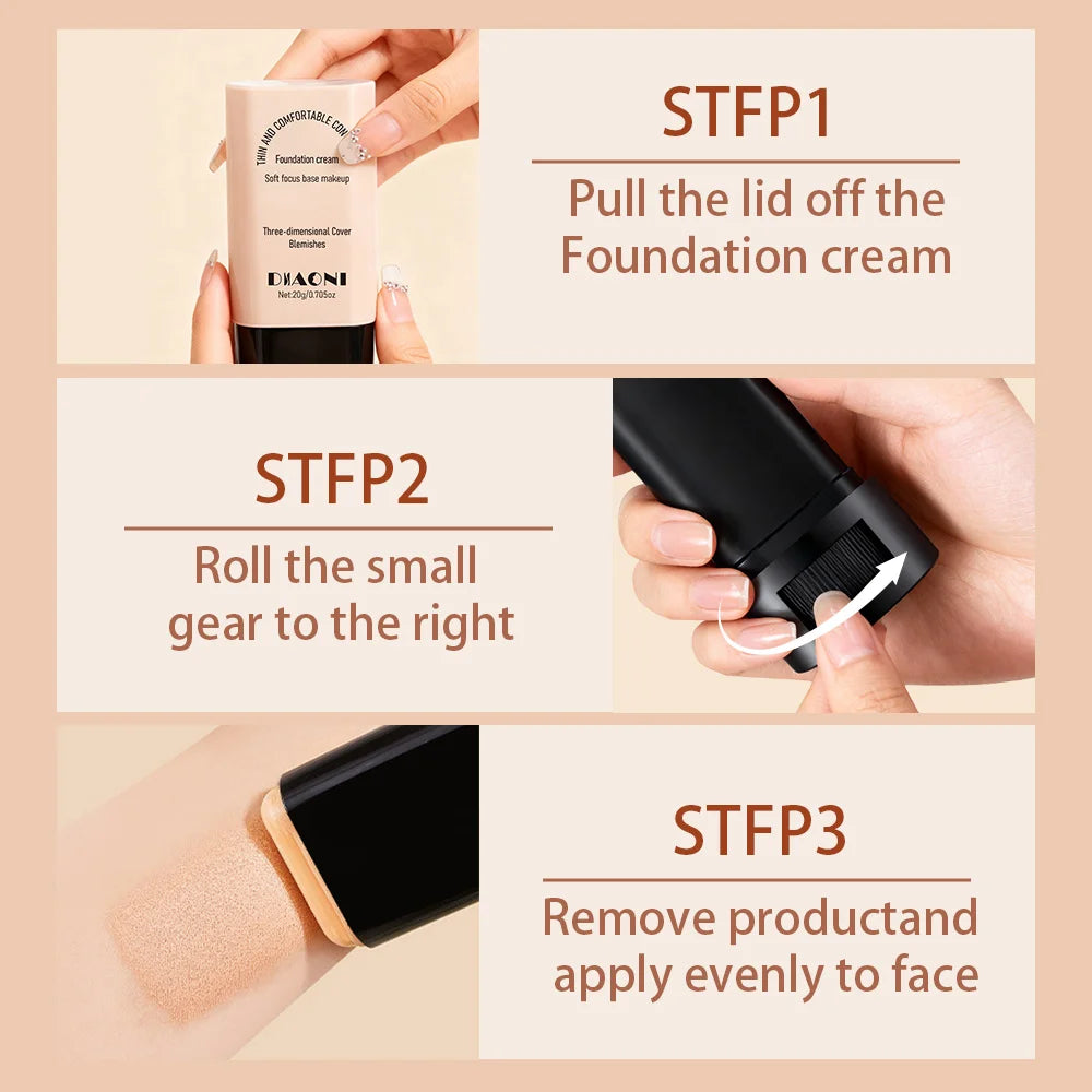 Lazy Foundation Stick, Natural, Hydrated and Refreshing, Light Makeup, Non-drying Concealer Foundation Stick Zpaxo