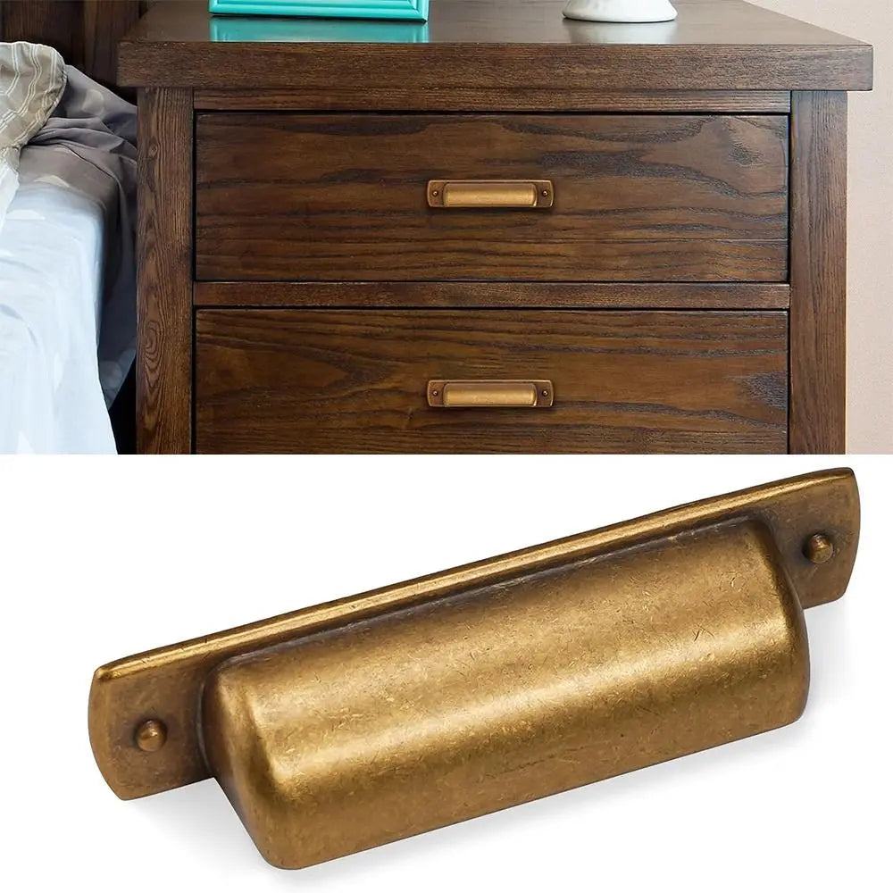 Antique Brass Cabinet Cup Pulls – Vintage Drawer Handles