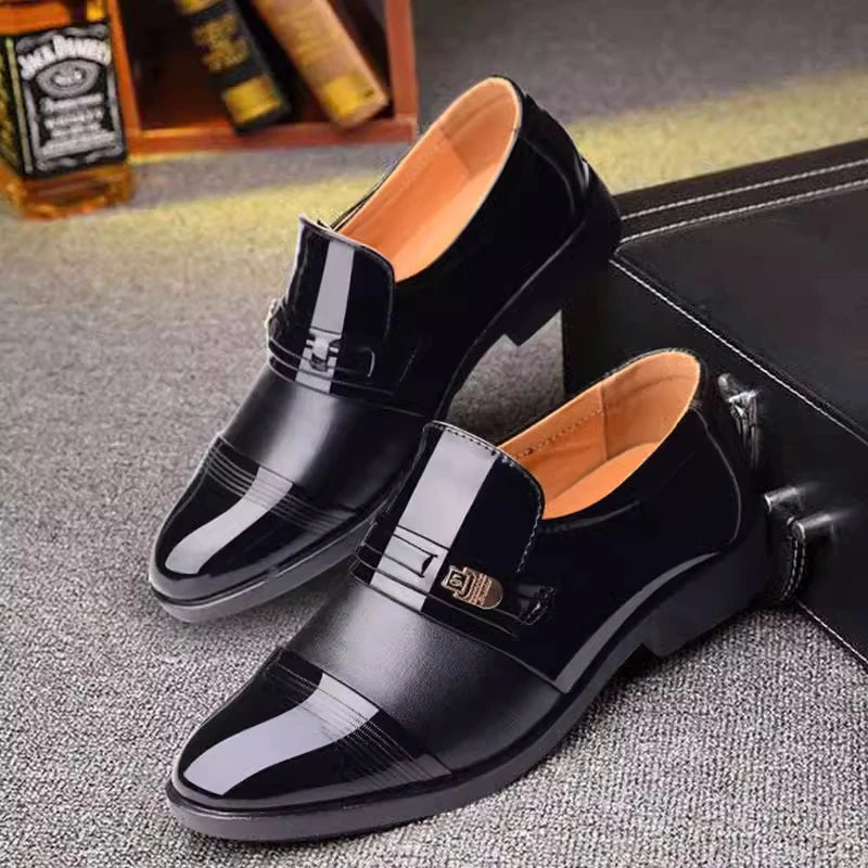 Mens Formal Two Tone Patent Leather Loafers Pointed Toe Slip Shoes Zpaxo