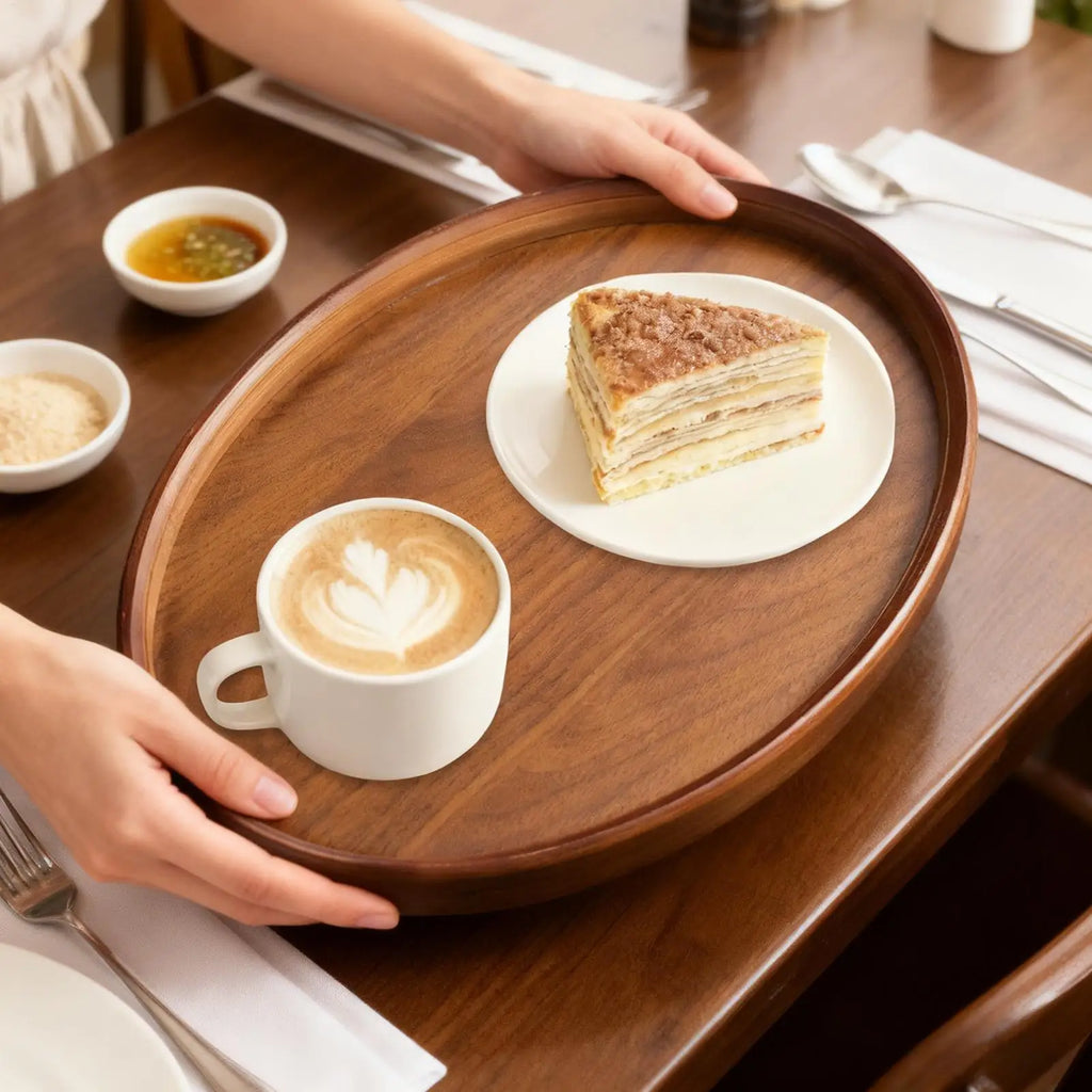 Wooden Serving Tray Oval Rustic Display Plate Charcuterie Dessert