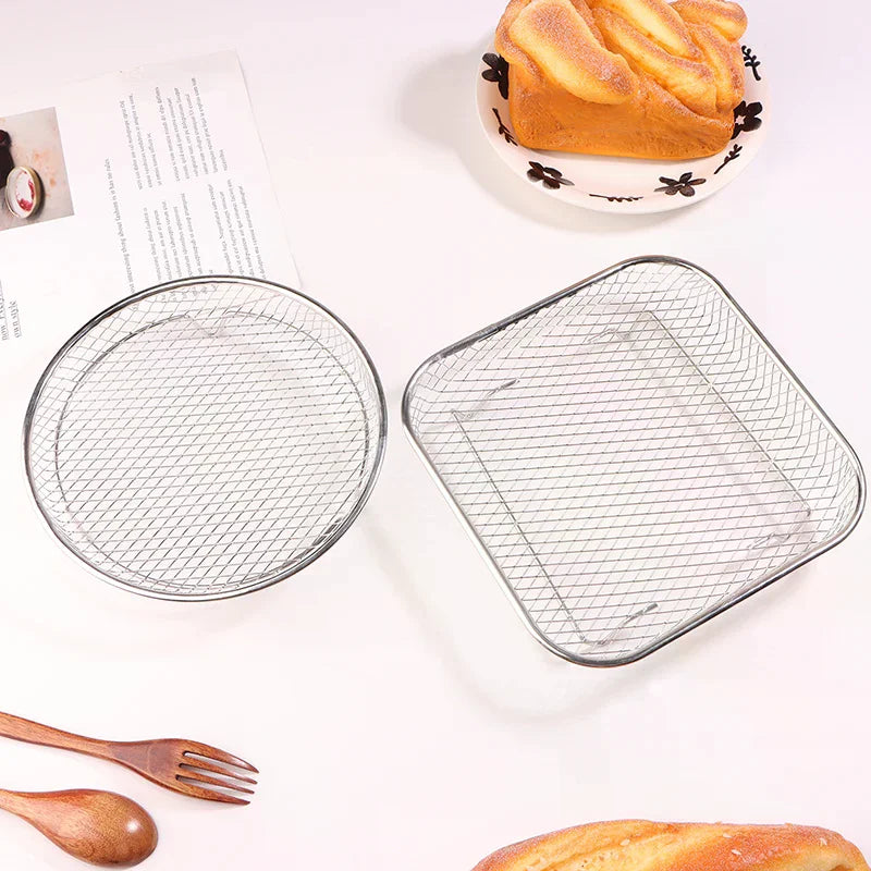Non-Stick Airfryer Tray Wire Rack Basket Kitchen Gadgets Air Fryer Rack Stackable Grilling Rack Stainless Steel Grill Basket 1Pc Zpaxo