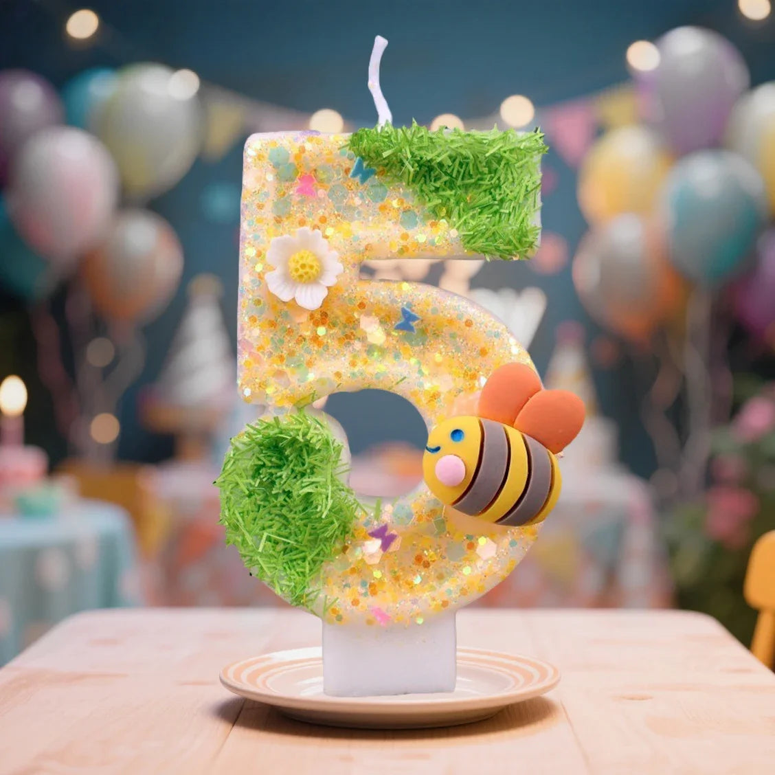 Bee Digital Birthday Cake Candles 0-9 Festive Children's Decorations Zpaxo number 5 B13778F