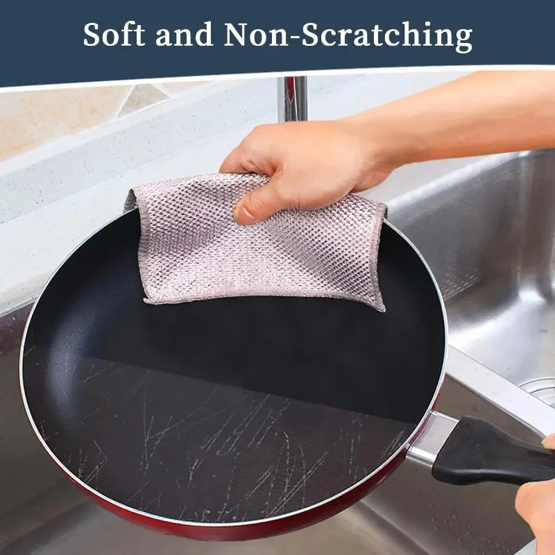 Thickened Steel Wire Cleaning Cloth Non-Scratch Double-layer Single-Layer Iron Microfiber Mesh Dishrag Washing Kitchen Towel Zpaxo