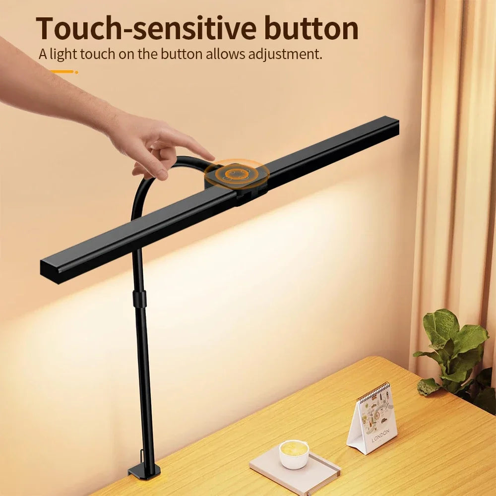24W Ultra Bright Double Head LED Desk Lamp Eye-Caring Reading Light with Remote Control 5 Color Temperature Settings 10 Level Zpaxo