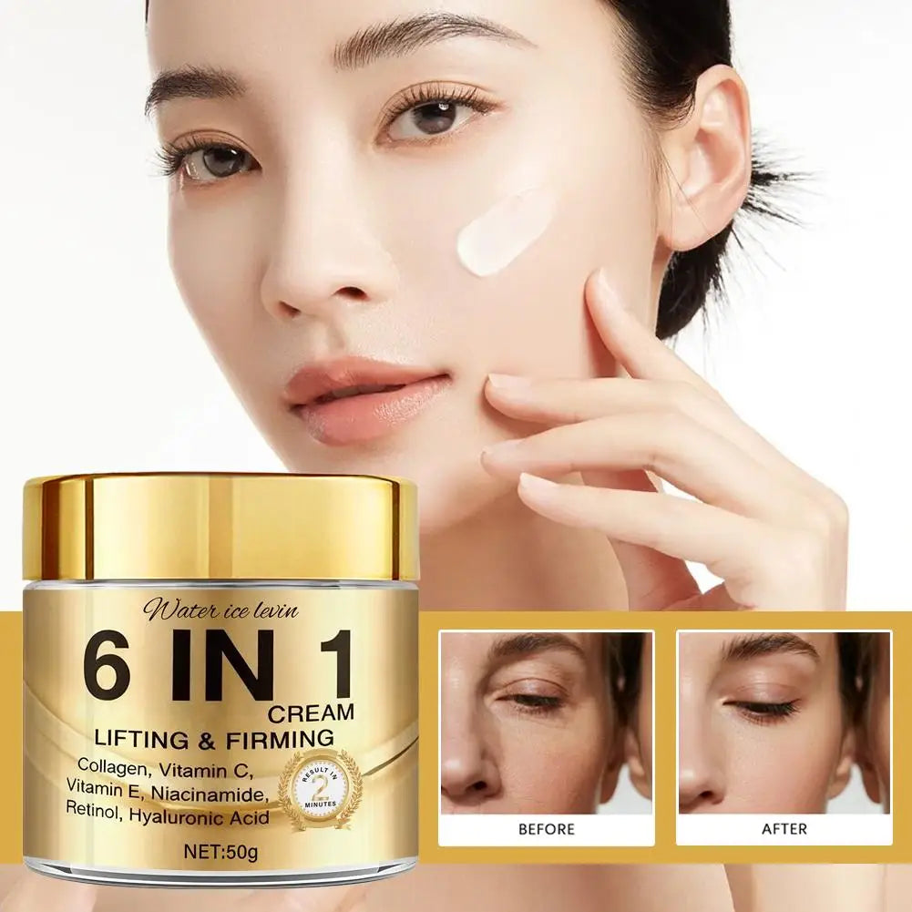 6 IN 1 Collagen Face Cream Lifting Firming Moisturizer With Vitamin C, E, Retinol,Hyaluronic Acid 50g Anti-Wrink Skin Care Zpaxo