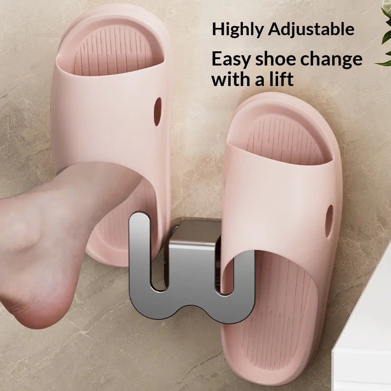 New Bathroom Slipper Rack, Wall-mounted, No-drill, Drip-drying Hook on The Wall Behind The Bathroom Door, Shoe Storage Shelf Zpaxo