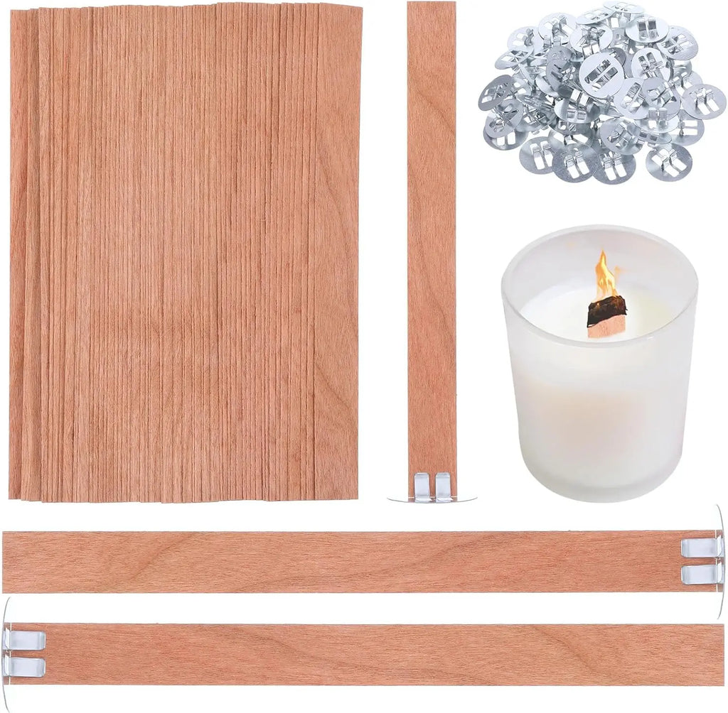 60-Pack Smokeless Wood Wicks with Metal Base – Candle Making Candle Making Wicks Zpaxo