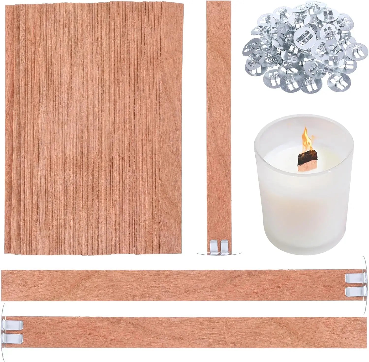 60-Pack Smokeless Wood Wicks with Metal Base – Candle Making Candle Making Wicks Zpaxo
