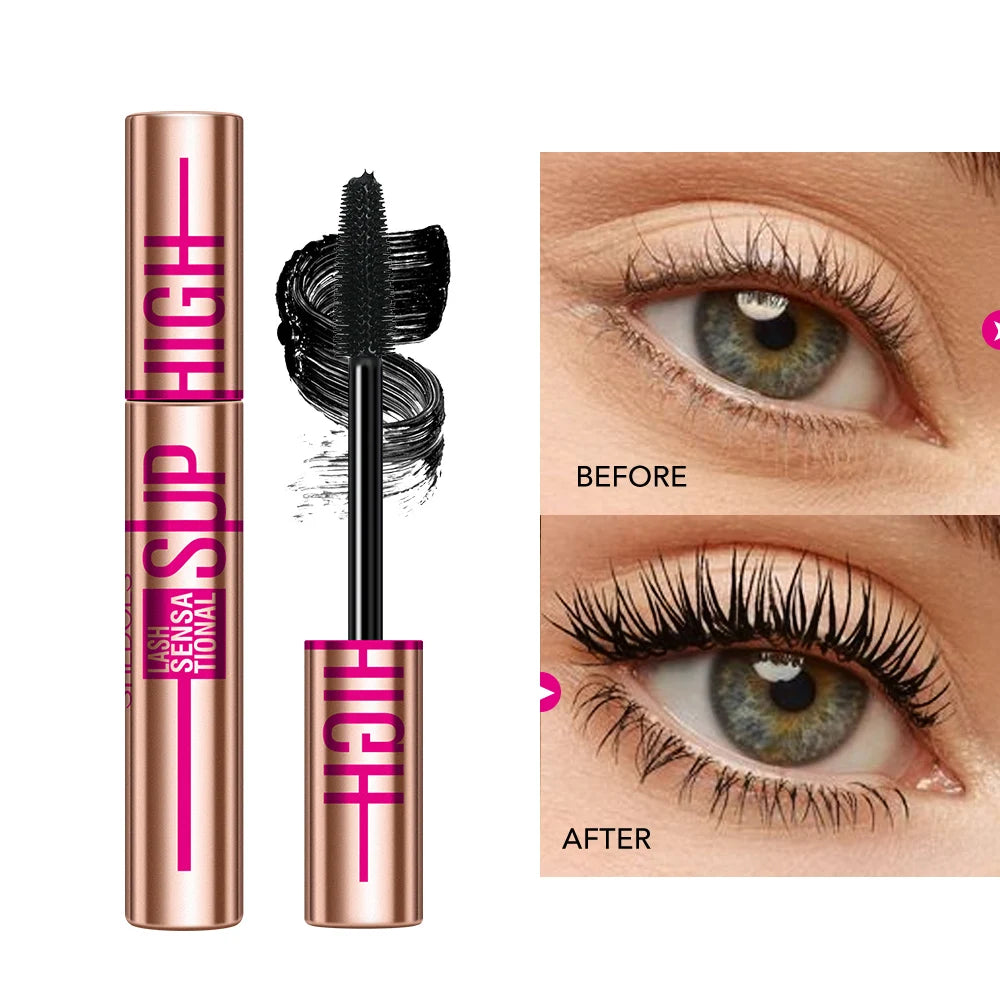 Super High 4D Waterproof Mascara - Volumizing, Curling & Lengthening Formula, Smudge-Proof Long-Lasting Black Mascara Zpaxo
