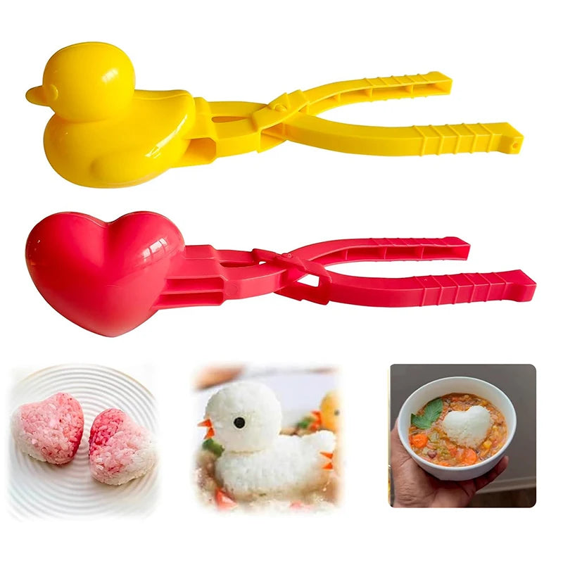 DIY Snowball Maker Sushi Mold With Handle Cute Duck Shaped Rice Mold Maker Clip Children Outdoor Plastic Duck Rice Mold Zpaxo