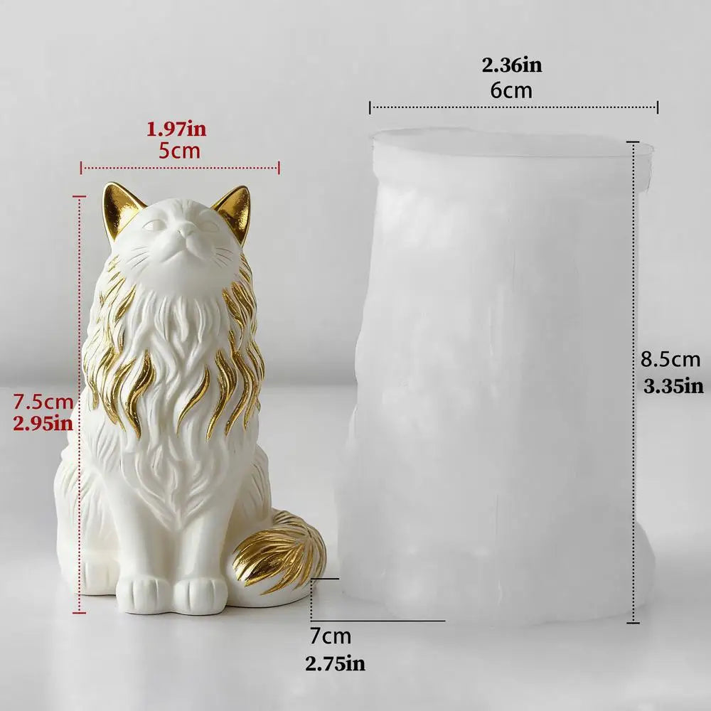 Cat Resin Mold Sitting Shape Concrete Cement Plaster Soap DIY Epoxy Zpaxo A