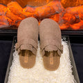 2025 Women's Winter Mule Slippers Fashion Felt Suede Fleece Cotton