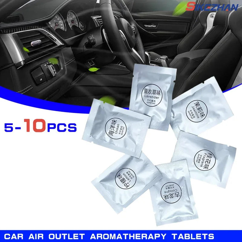 5-10PCS Car Air Outlet Aromatherapy Tablets Air Outlet Supplement Tablets Small Fan Pe Solid Fragrance Tablets Perfume Pads Zpaxo