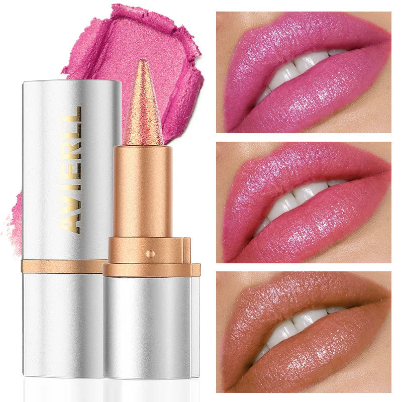 Gold Sparkling Glitter Lipstick Waterproof Long Lasting Diamond Pearl