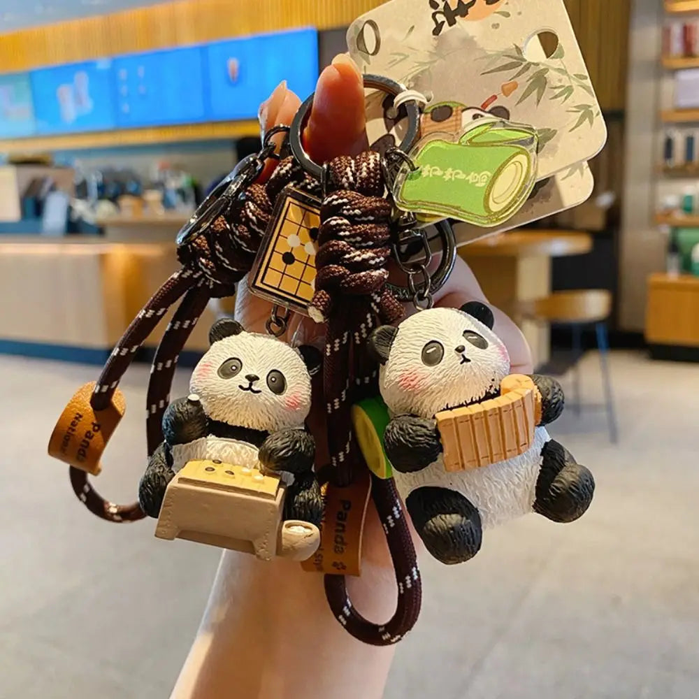 Lovely Cartoon Panda Keychain Chinese Style Bag Hanging Panda Dolls Pendant Ornaments Kawaii Car Key Ring Gifts Zpaxo