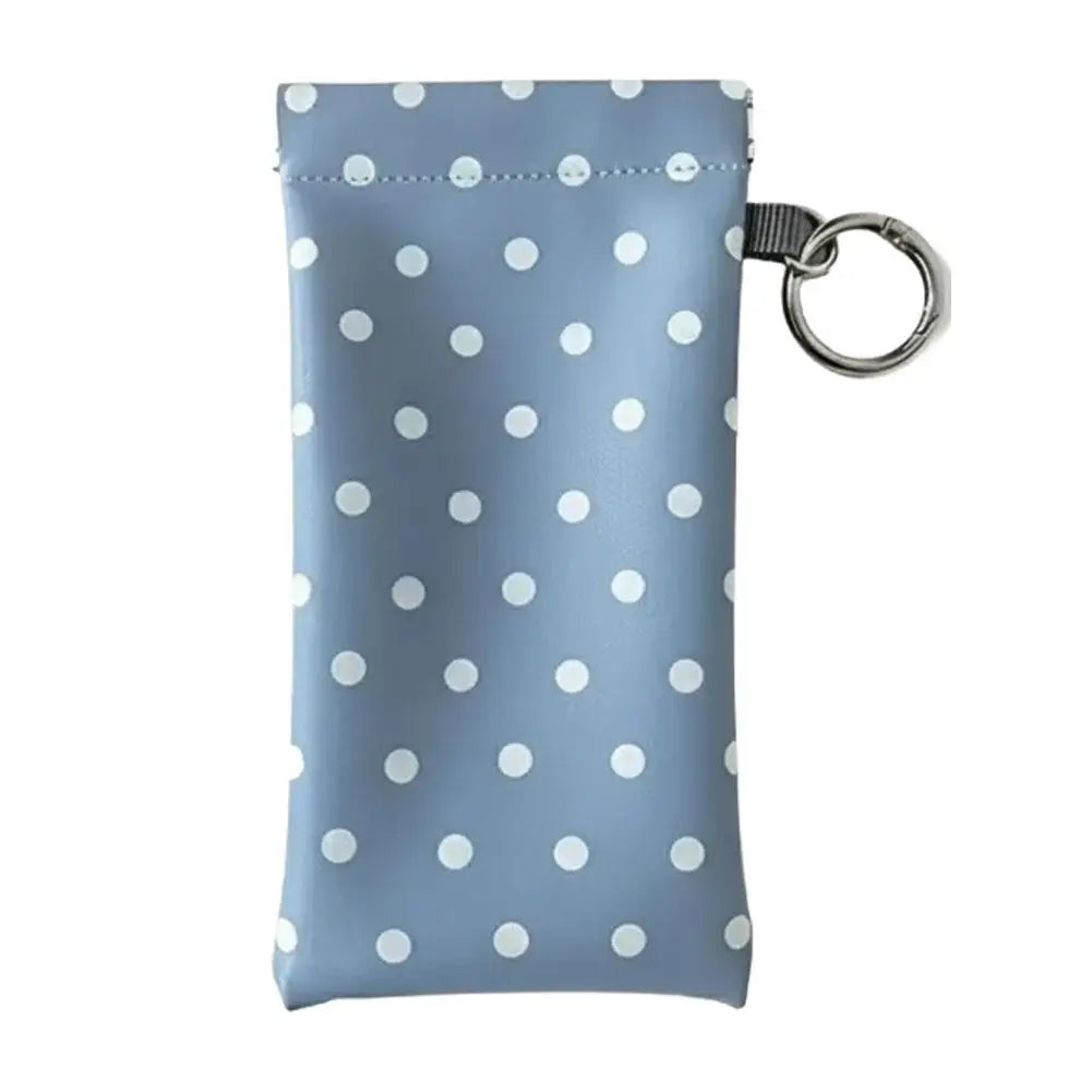 Polka Dot Eyeglasses Case with Cleaning Cloth & Keychain Eyeglasses Case Zpaxo Blue
