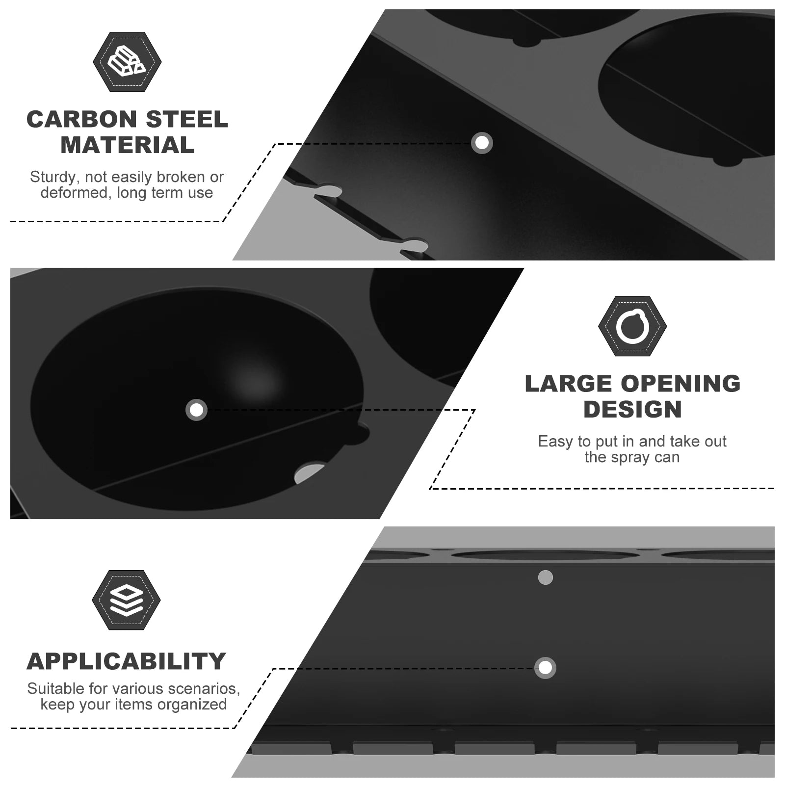 Carbon Steel Aerosol Spray Can Holder Large Opening Wall Mounted Aerosol Spray Organizer Multipurpose Easy Access Aerosol Bottle Zpaxo