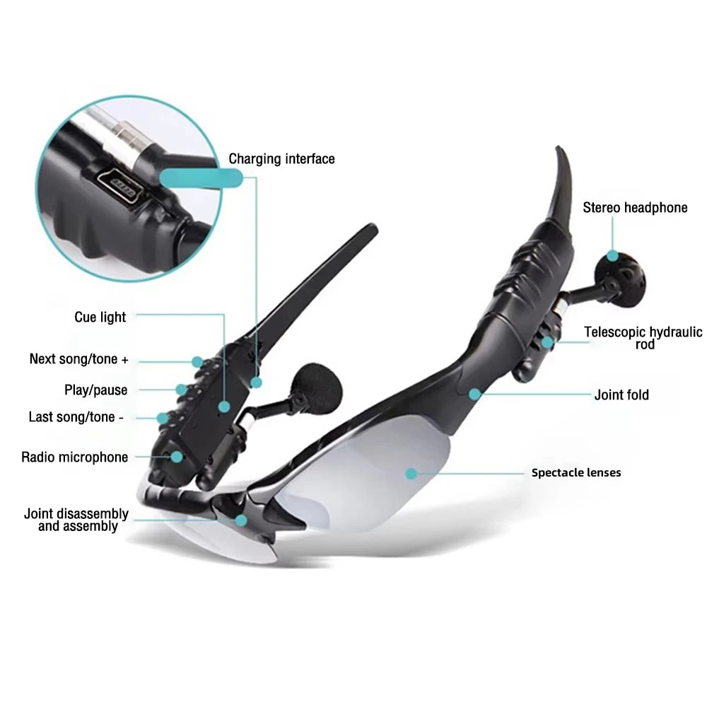 Toptrek Sports Stereo Wireless Bluetooth Cycling Sunglasses 5.0 Headset Phone Polarized Driving Sunglasses Riding Eyes Glasses Zpaxo
