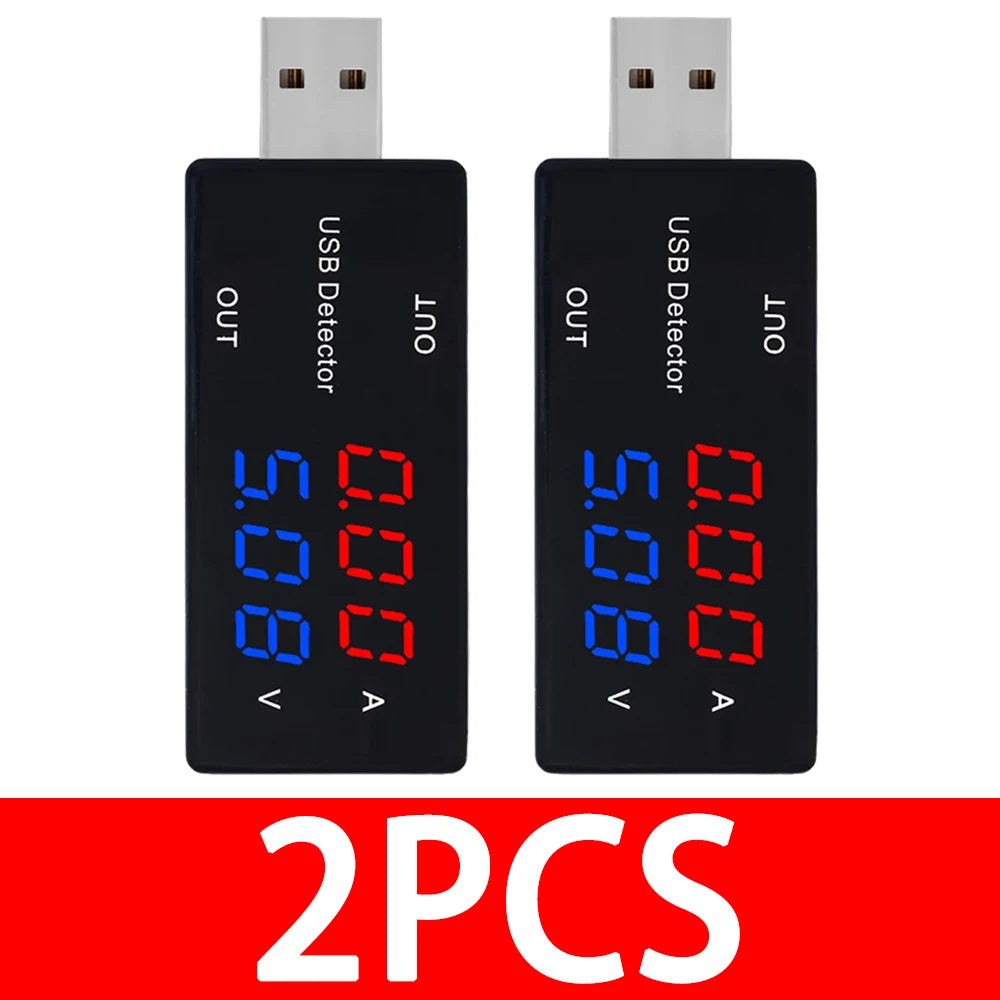 Red Blue Dual USB Charging Detector Tester Voltage Current Battery Zpaxo 2pcs