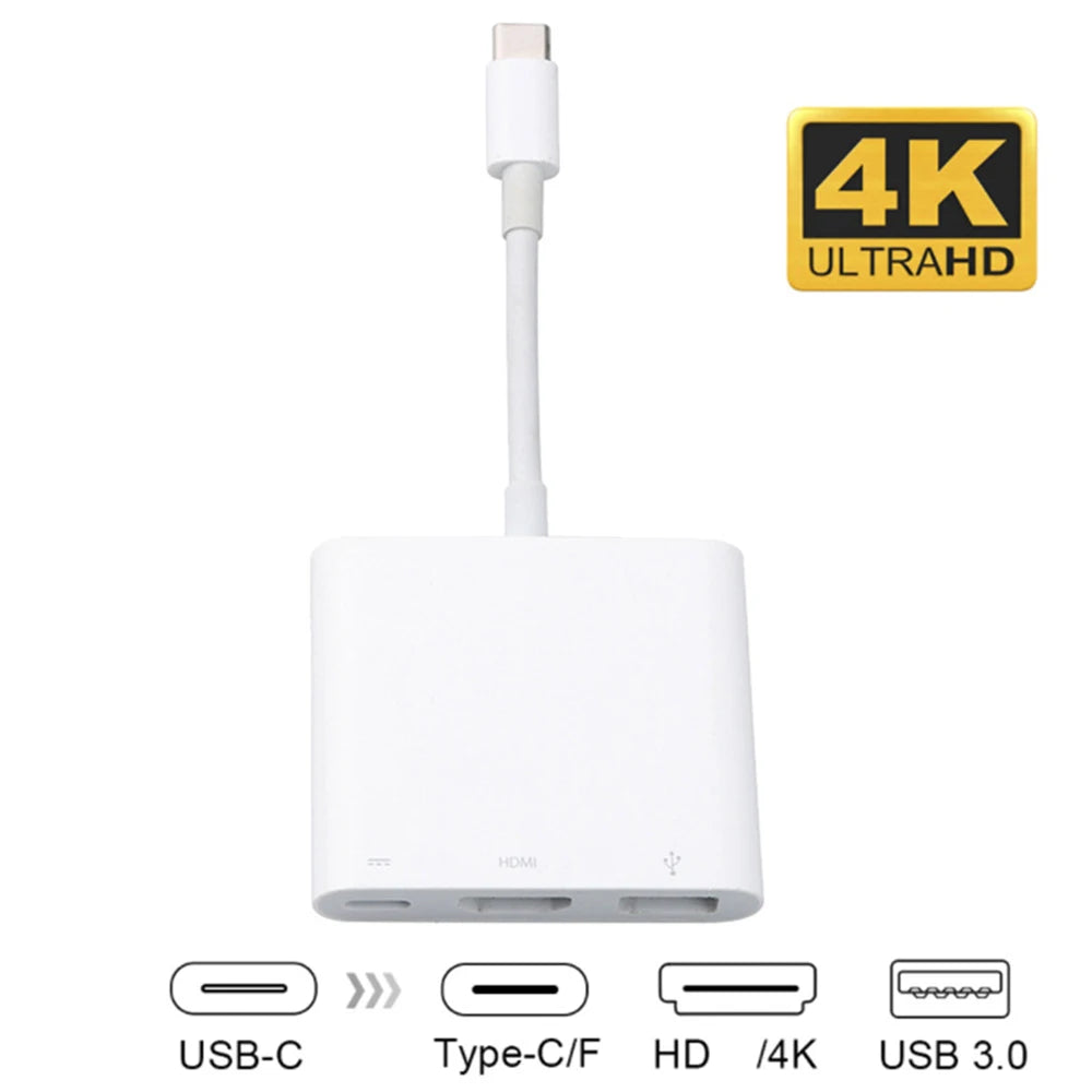 Type C To HDMI-Compatible USB 3.0 Charging Adapter Converter USB-C 3.1 Hub Adapter For Mac Air Pro Huawei Mate10 Samsung S8 Plus Zpaxo