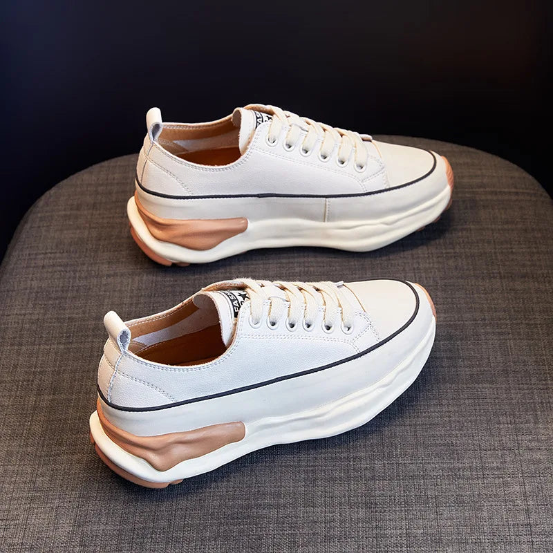 2026 Arrival Leather White Platform Sneakers Women Spring Autumn Zpaxo