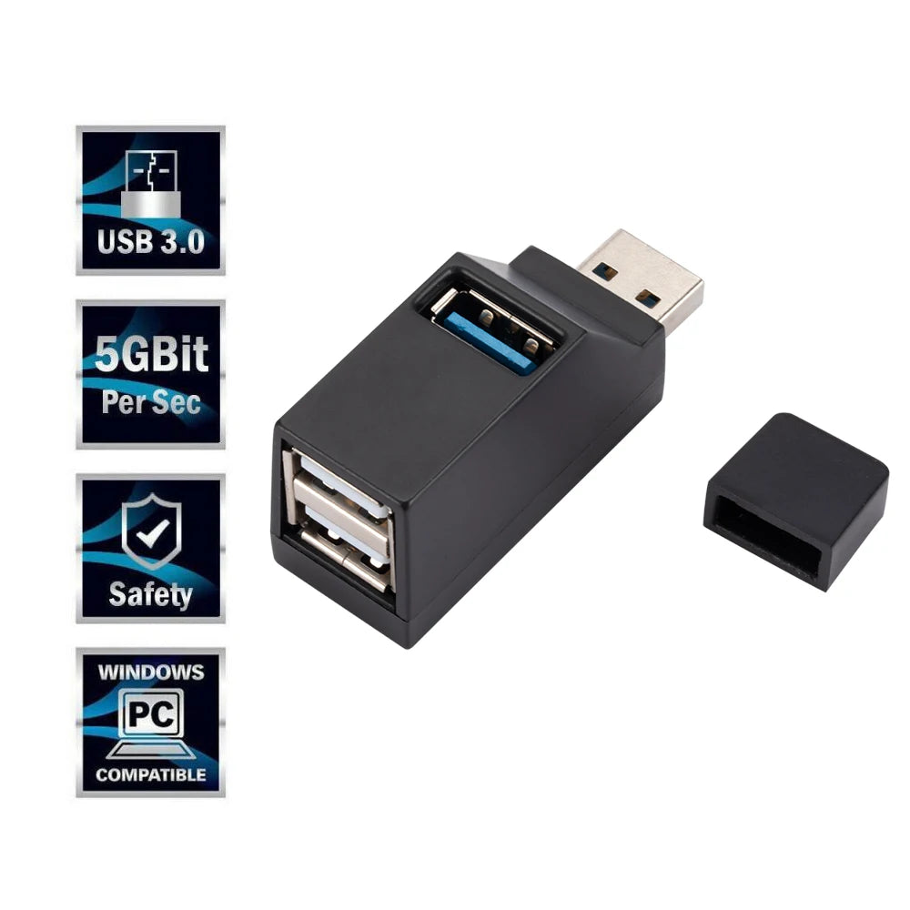 Wireless Expander USB 3.0 2.0 3 Ports HUB USB 3.0 Laptop PC External Data Transfer Splitter Box Adapter for Computer Tablet Zpaxo