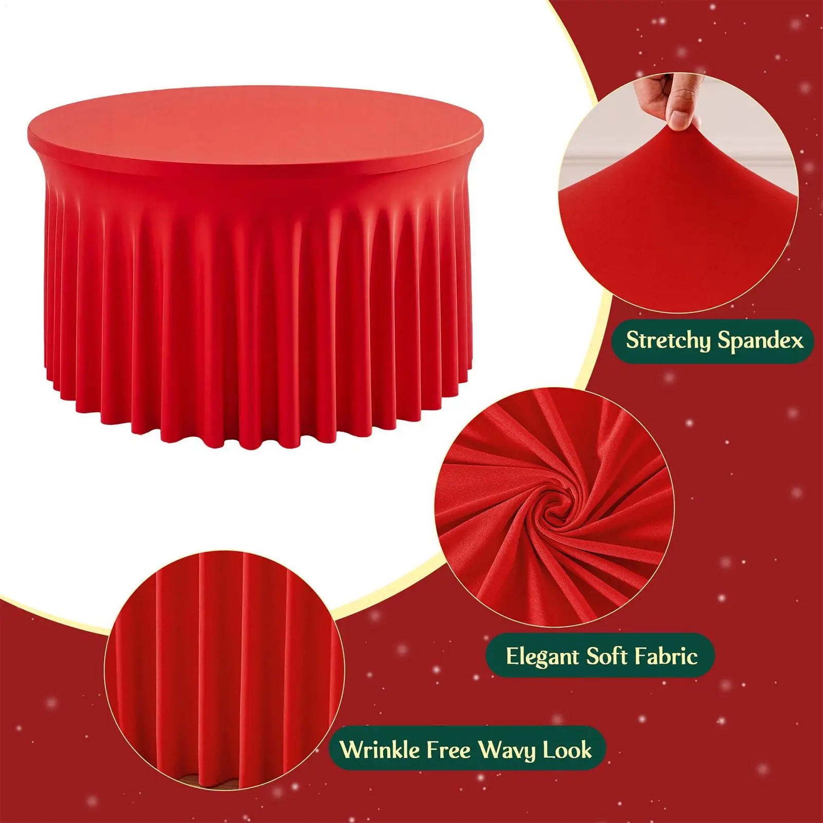 Table Cloth with Skirt 6ft/9ft Round Pleated Tablecloths Red Tableskirts Desk Cover Decorations for Christmas Baby Shower Zpaxo