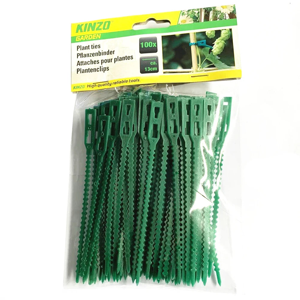 100pcs Garden Cable Ties Reusable Floral Wire Green Cable Ties Self-locking Adjustable Multifunctional Locking Plant Accessories Zpaxo green as show