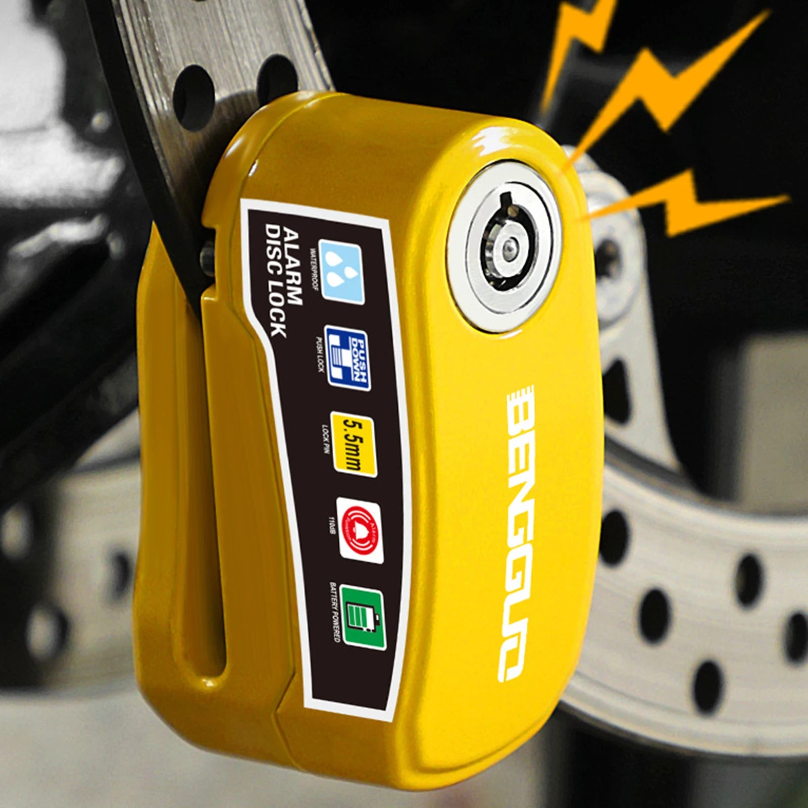 Motorcycle Disc Block Alarm Lock Rust Proof Electric Bike Locks Loud