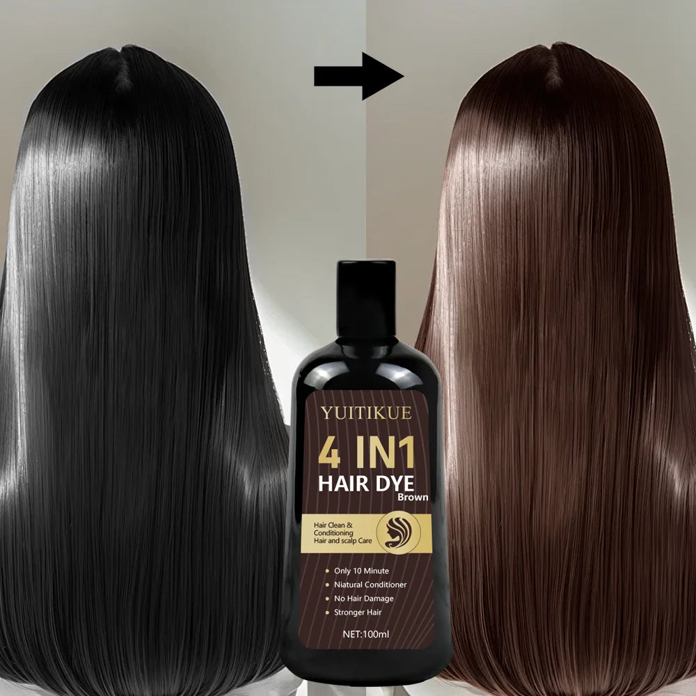 Organic Brown Hair Dye Shampoo – Covers Gray, 100ml | YUITIKUE Hair Dye Shampoo Zpaxo Default Title
