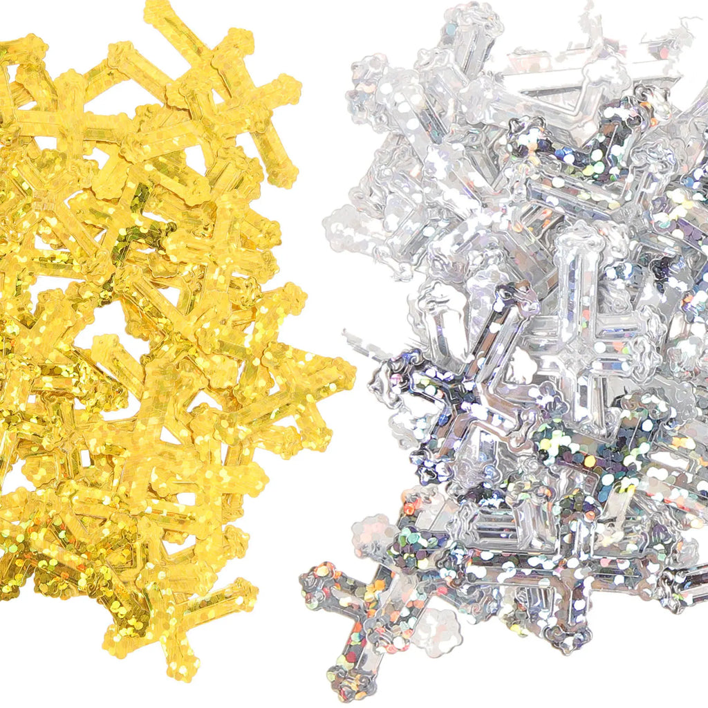 2 Bags Premium Cross Confetti Shreds Smooth Burrs Gold Glitter Paper