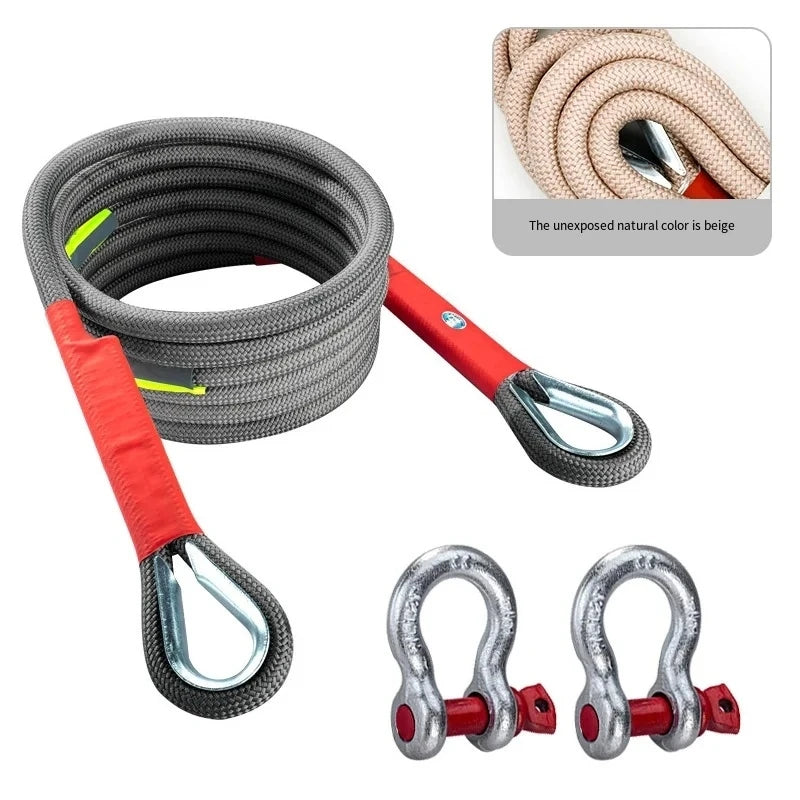 Heavy-Duty Polyester Towing Rope with Steel Shackle | Off-Road
