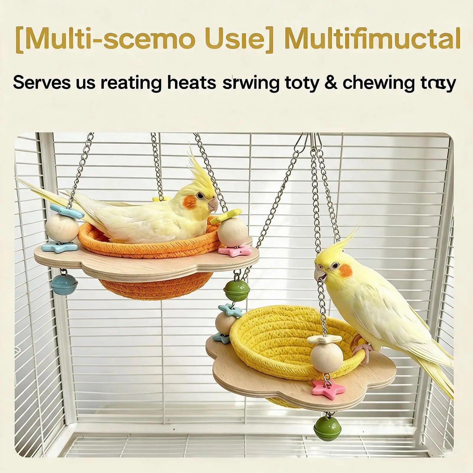 Bird Bed Cage Cotton Rope Chew Woven Breeding Handmade House Living